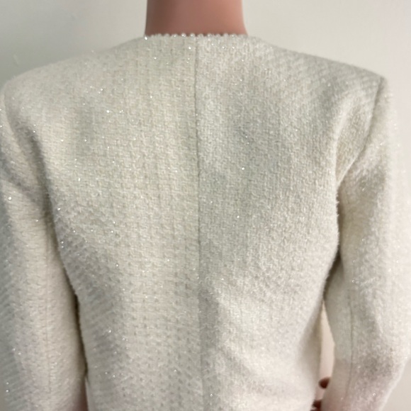 J.ING Cream Crop Tweed Jacket with Pearls and Copper Buttons - Picture 9 of 12